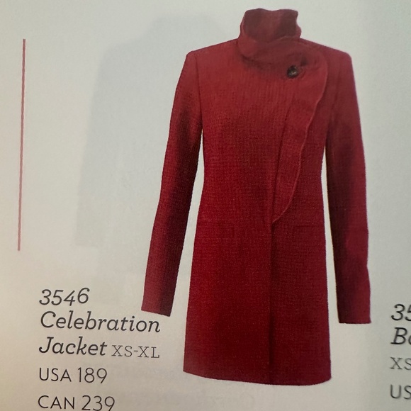 Cabi Celebration Jacket Coat Red Houndstooth Ruffle Size S Small - Picture 1 of 4